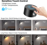 LED Wall Sconces light, 3 Brightness Levels 3 Color Modes Wall Lights, 2000mAh Battery Operated 360° Rotatable Touch Control