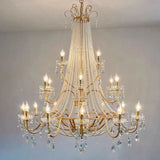 French Candle E14 Led Chandelier Villa Stairs Pearl Crystal Led Pendant Lights Hotel Art Decor Suspend Light Led Luminarias
