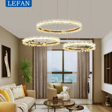 Modern Luxury Crystal LED Chandelier - Minimalist Pendant Light for Living Room