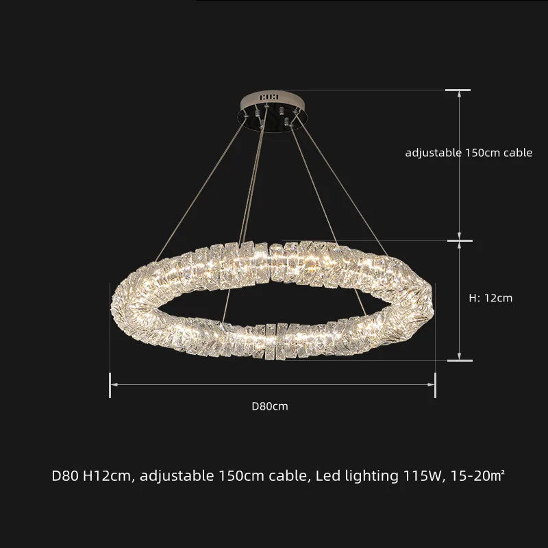 Modern Luxury K9 Crystal Led Dimmable Pendant Lights Living Dining  Room Ring Hanging Lamp Lustre Led Suspend Lamp Decor Fixture
