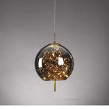 LED Nordic Net Red Bedside Chandelier Girl Light Glass Small  Luxury Long Line Personality Art Full of Stars Hotel Bar Xn
