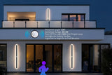 Outdoor Motion Sensor LED Long Wall Light (IP65 Waterproof, 90V-240V) - Modern Black Exterior Porch & Sconce Lamp Fixture for Villa, Garage & Garden