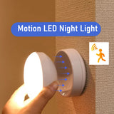 Wireless LED Motion Sensor Night Light - USB Rechargeable Closet & Cabinet Lamp