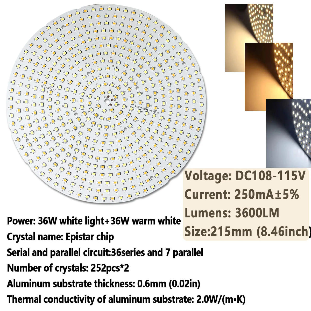 LED Light Board Two-Color LED 10W 18W 24W 36W Chip Source Lamp Bead Constant Current Input Diode For Panel  Light  Ceiling Lamp