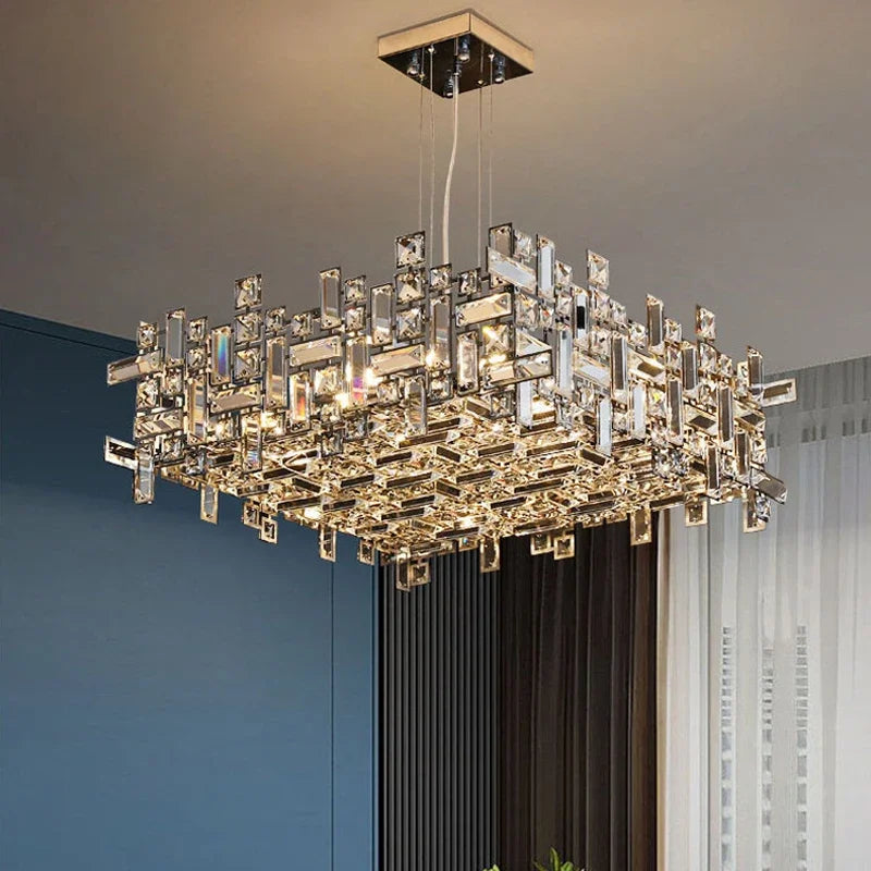 Luxury Chrome LED Crystal Chandelier - Modern Ceiling Pendant Light Fixture