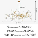 Creativity Firefly LED Chandelier Black Gold for Living Room Bedroom Hall Home Decor Indoor Lighting Minimalist Ceiling Pendant