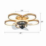 20 Inch Bladeless Ceiling Fan with Light and Remote Control 3 Light Color 3 Wind Speed Timing Silent Gold Enclosed Ceiling Fan