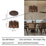 Retro Wooden Hanging Chandelier Light Dining Table Solid Wood Led Pendant Lamp Living Room Kitchen Chandelier Lighting Fixture