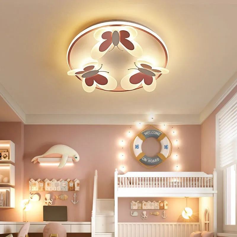 Kids ceiling lamp Butterfly Decorative pink ceiling light Study Children Room Kid Salon Creative Lamps Indoor girl bedroom lamp
