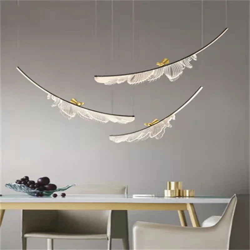 Modern Creative Feather Bird Acrylic Pendant Lamp Restaurant Living Room Hotel Lobby Led Chandelier Art Home Decoration Lighting