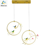 Modern Simple Bird LED Chandelier Bedroom Study Bedside Dining Room Flower Pendant Lights Living Room Decor Wreath Pendant Lamps