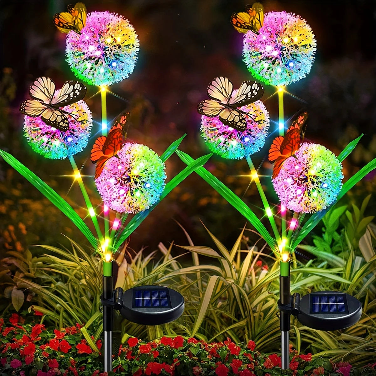 Solar Butterfly Dandelion Garden Lights, Outdoor Solar Dandelion Lights, Suitable for Garden Courtyard Patio Lawn Decoration