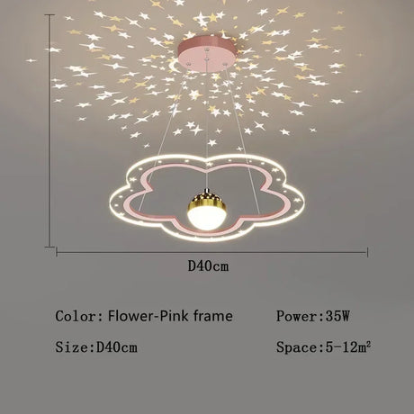 Modern Creative Star Children's Room LED Chandeliers for Bedroom Study Design Ring Lamp Home Decors Cartoon Warm Lighting Fixture