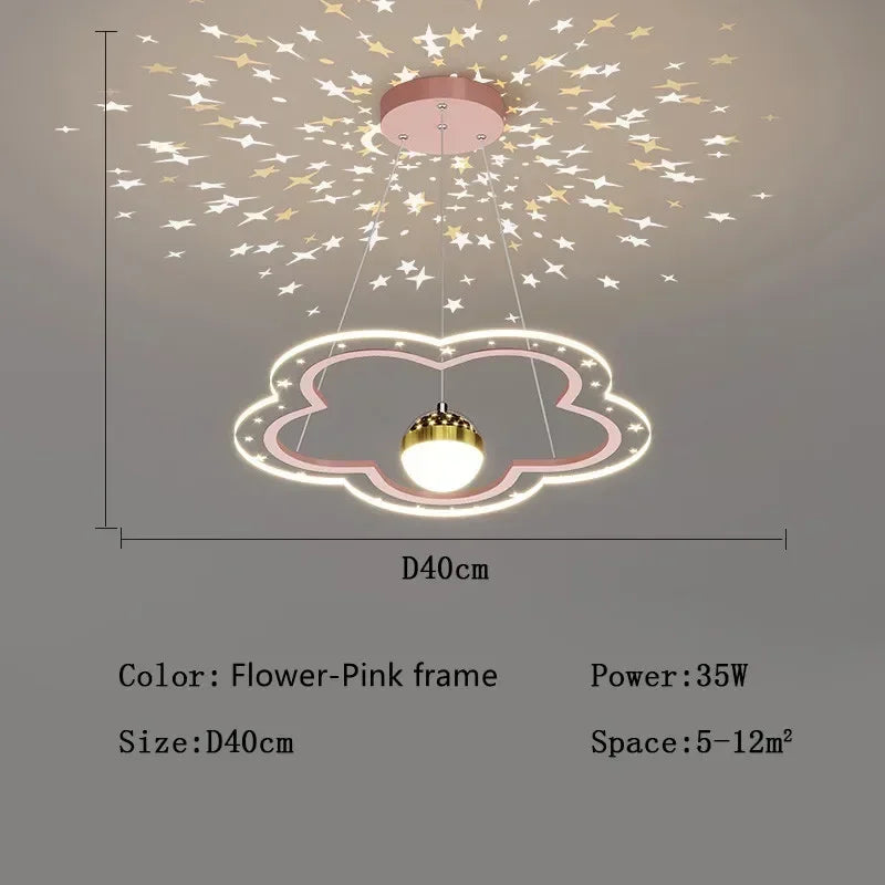 Modern Creative Star Children&#39;s Room LED Chandeliers for Bedroom Study Design Ring Lamp Home Decors Cartoon Warm Lighting Fixture
