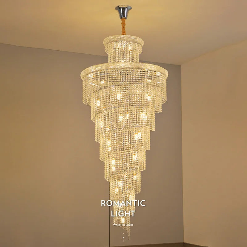 Luxury Crystal Chandeliers Lights Ceiling Light Fixture Decorate Living Room Loft Stairs Pendant Lights Lighting Lamps Żyrandol