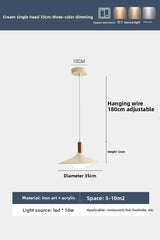 French Cream Style Pendant Light, Walnut Finish UFO Chandelier, Minimalist Retro Lamp for Dining Room, Bedroom, Cafe Bar Decor