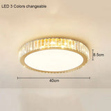 Modern Geometric Crystal Ceiling Light - Round & Square LED Lamp for Bedroom