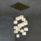 Rubik's Cube Marble Home Decoration Gold LED Chandelier Lighting Hanging Lamps 2026 New Trend Lustre Para Sala Estar For Foyer
