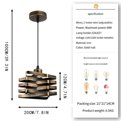 Vintage Industrial Style Lamp Bedside Chandelier  American Retro Living Room Bedroom Chandelier Wrought Iron Lamp