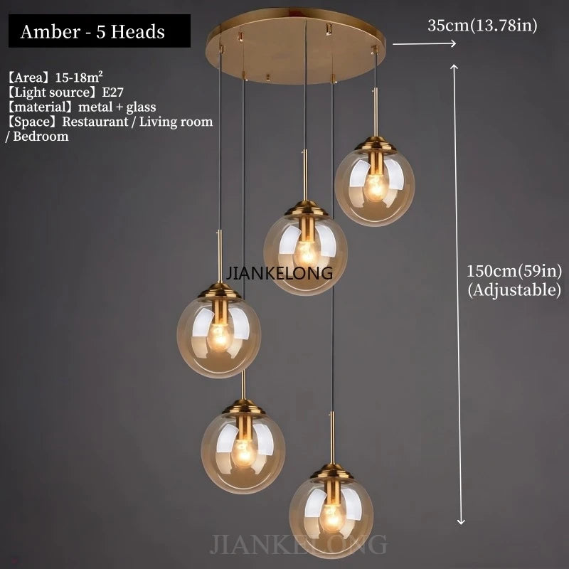 Modern Luxury Glass Chandelier - Nordic Metal LED Pendant Light