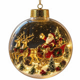 Acrylic Christmas Bell Ornament Decoration 3D Snow Globe Santa Snowman Ball Hanging Xmas Tree Pendant Christmas Party Decoration