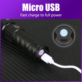 395NM UV Flashlight Rechargeable Ultraviolet Torch Pet Urine Scorpion Detector UV Lamp Anti-counterfeiting Bill Seal Detector