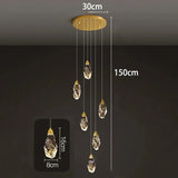 Modern Home Decoration Crystal Ceiling Lights Chandelier Staircase Pendant Lamp Living Room Hanging Lights Interior Lighting