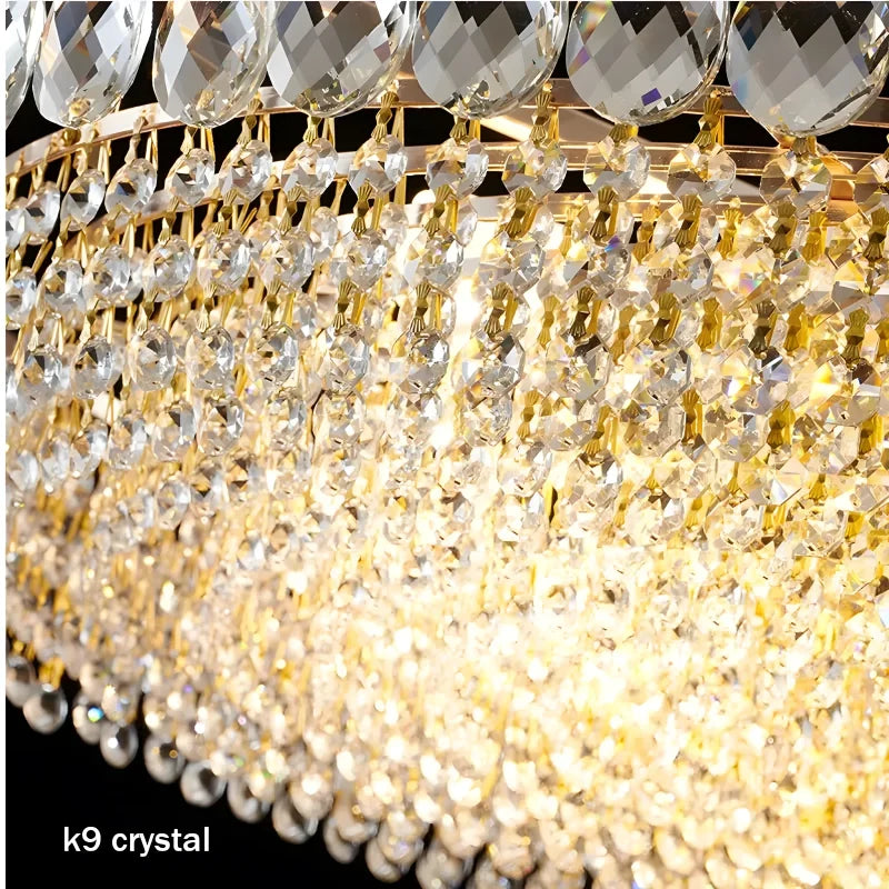 French Luxury LED Crystal Ceiling Lamp Villa Living Room Restaurant Highend Bedroom Water Droplet Chandelier Home Decor Lighting