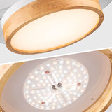 36 Inch Intergrate LED Ceiling Fan remote with Lighting with Round Solid Wood Shade Frame fan