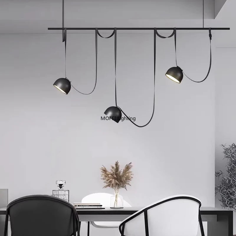 Italian Designer Leather Pendant Lamp Nordic LED Ceiling Chandelier Duplex Home Living Dining Room Hanging Lights Modern Fixture