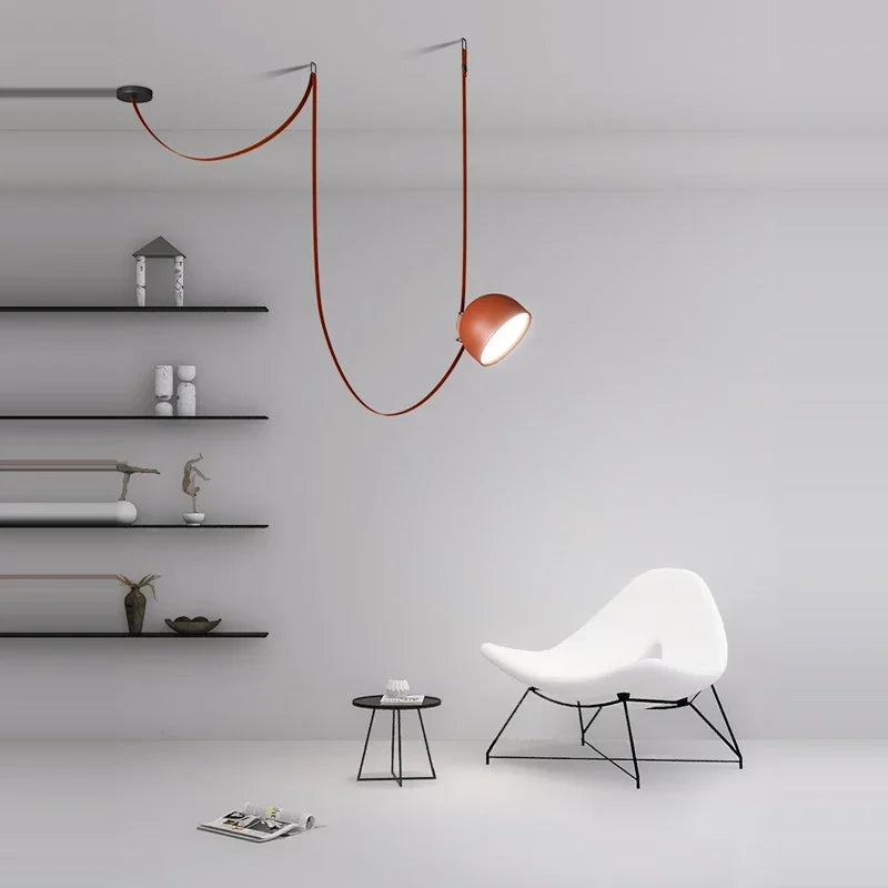 Italy Design Leather LED Pendant Lights Black Orange Lustre Villa Lobby Islands Hanging Lamps Home Decor Factory Outlet Lighting