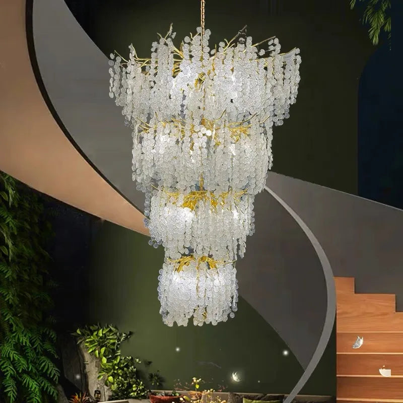 2025 Luxury Branch Crystal Chandelier For Staircase Loft Villa Hotel Lobby High Floor Gold Crystal Tree Branch Hanging Lamp