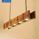 Vintage Led Pendant Light for Kitchen Dining Room Island Wooden Hanging Lamp Loft Wood Retro Ceiling Chandeliers