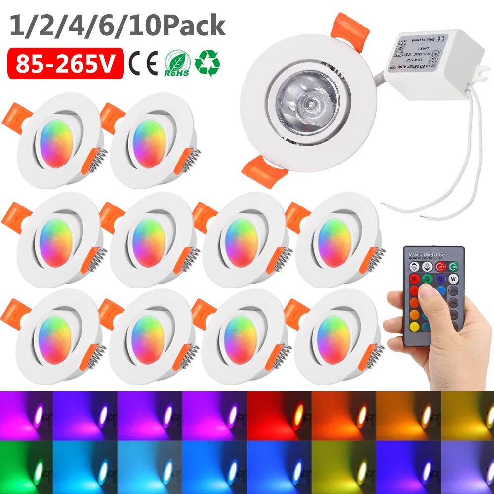 Adjustable Led RGB Dimmable LED Downlights Adjustable Tilt Angle Recessed Lighting Fi ...