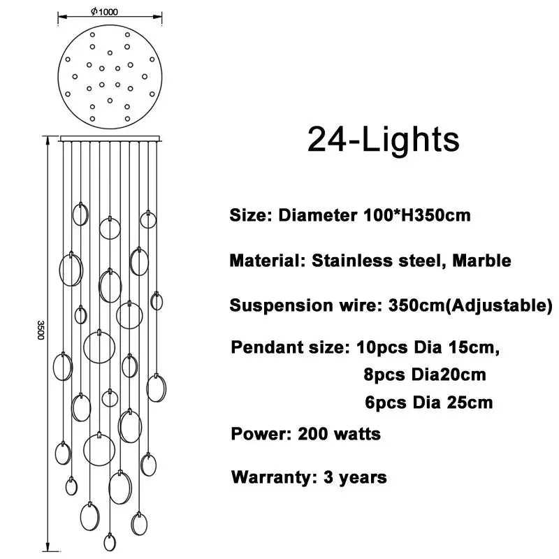 Nordic LED Marble Ceiling Chandelier Ceiling Lamps Pendant Lights for Attic Lobby Lighting Living Room Staircase  Home Decor