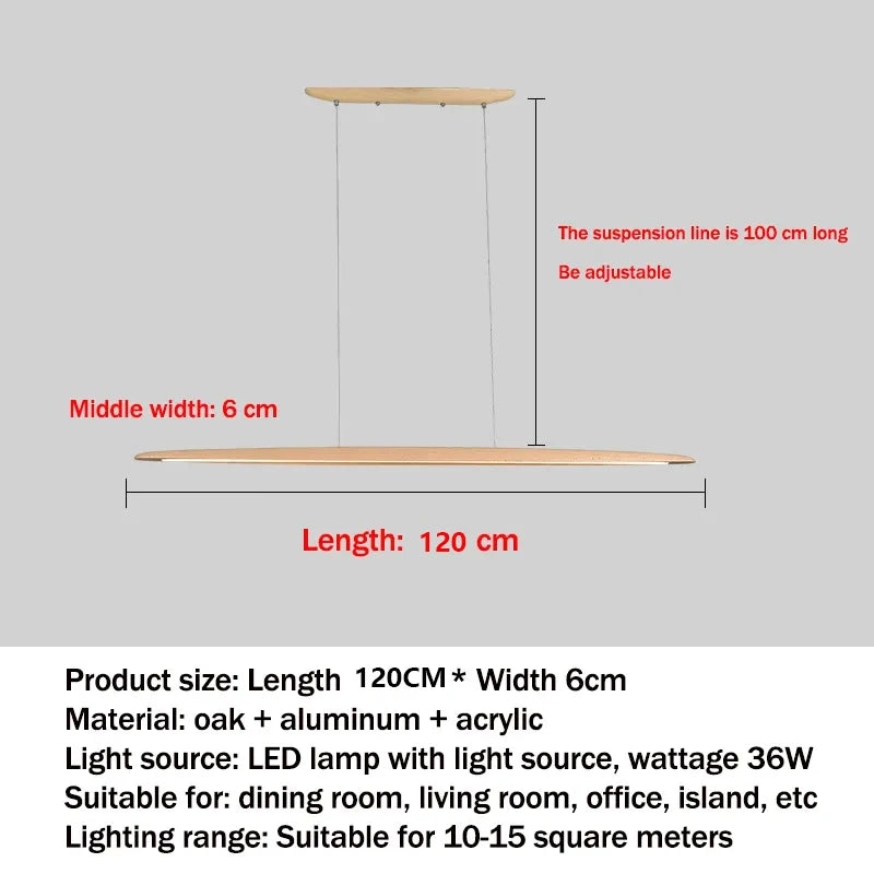 Modern Wooden Linear Pendant Light - Nordic LED Kitchen Island Hanging Lamp