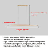 Modern Wooden Linear Pendant Light - Nordic LED Kitchen Island Hanging Lamp
