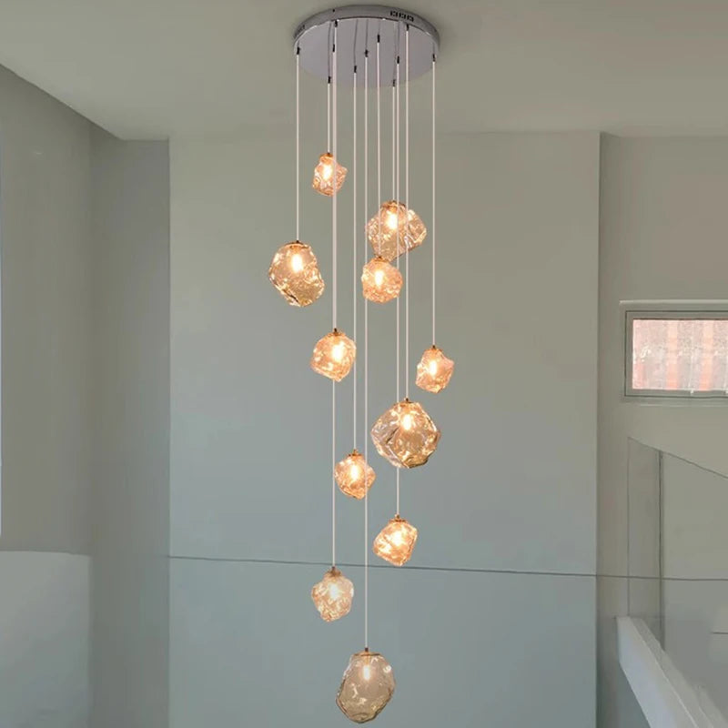 Modern Staircase LED Ceiling Chandelier - Luxury Long Hanging Pendant Light for Living Room