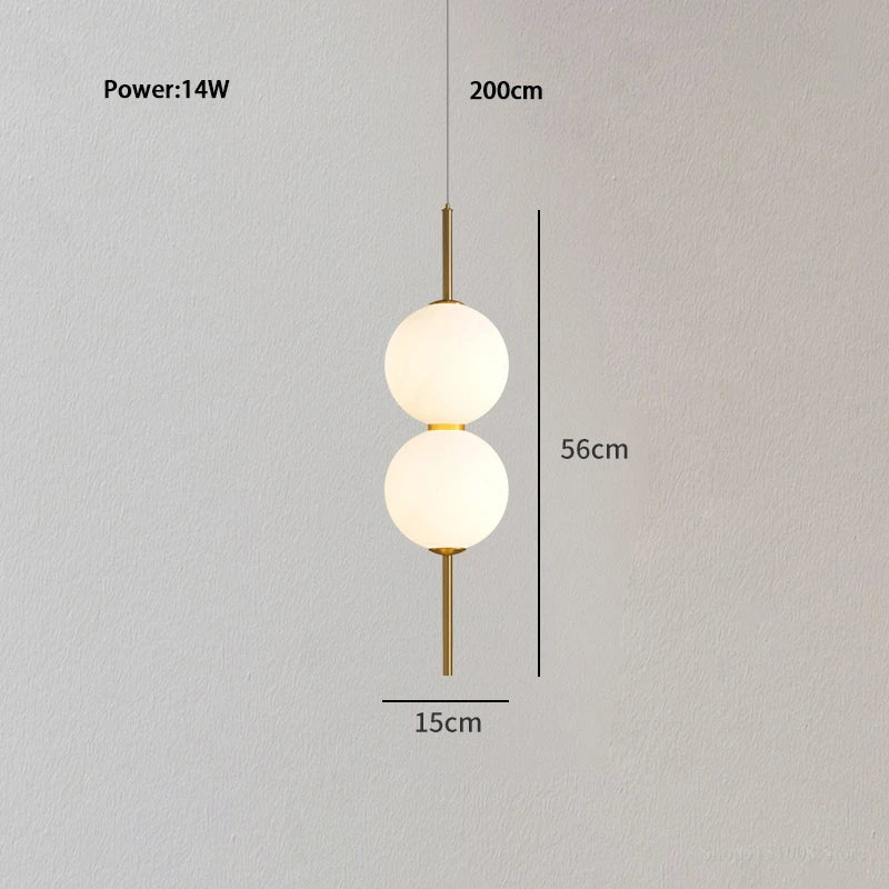 Nordic Glass Ball LED Pendant Lights Bedroom Bedside Hanging Lights Fixture Long Design Lighting Nordic Ceiling Chandeliers