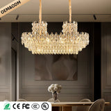 Luxury Crystal Chandeliers High-end Hanging Chandelier Villa Living Room Hall Lighting Lustre Dining Table Pendant Ceiling Lamp