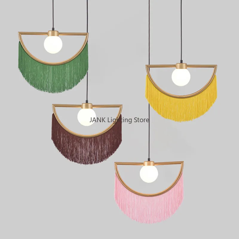 Nordic Tassel Glass Ball Chandelier Simple and Creative Suspension Lamp Girl Bedroom Bedside Bar Restaurant ETC LED Decors Lights