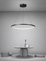 Nordic Ring LED Chandelier - Modern Aluminum Circle Pendant Light (Black/Gold)