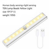 Intelligent Human Sensing Light LED Rechargeable Night Light Cabinet Light Staircase Light Bedside Wireless Sensing Night Light