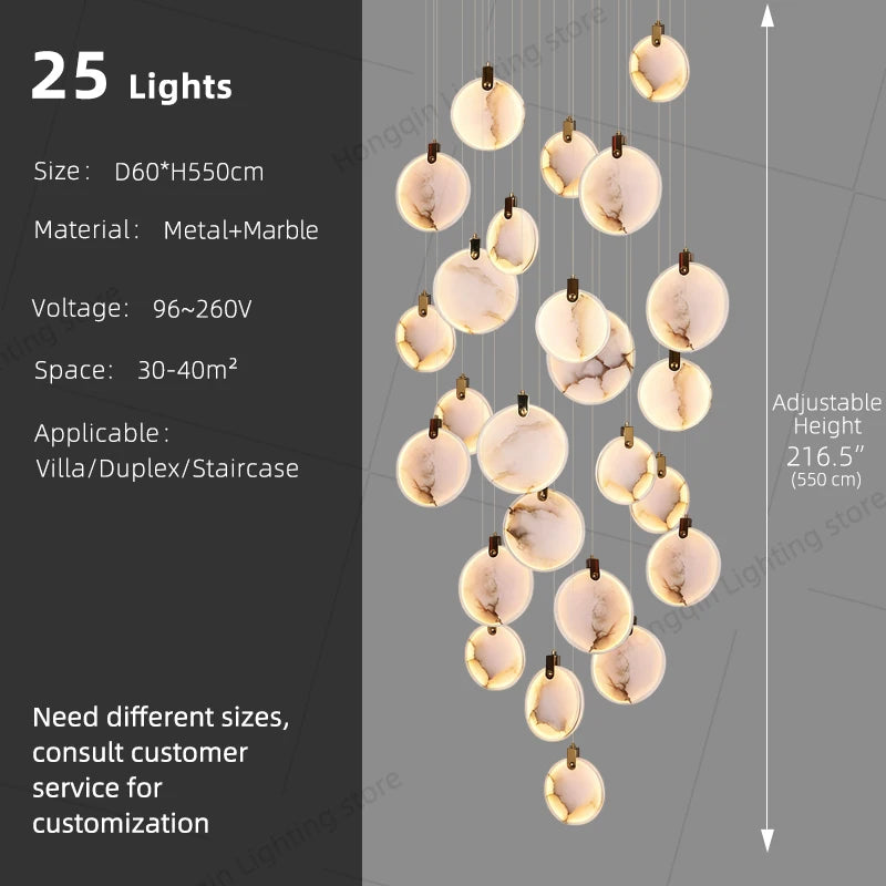 Staircase Pendant Light Lustre Minimalist Duplex Loft Marble Chandelier Villa High Ceiling Hanging Lamp Long Stair Chandelier