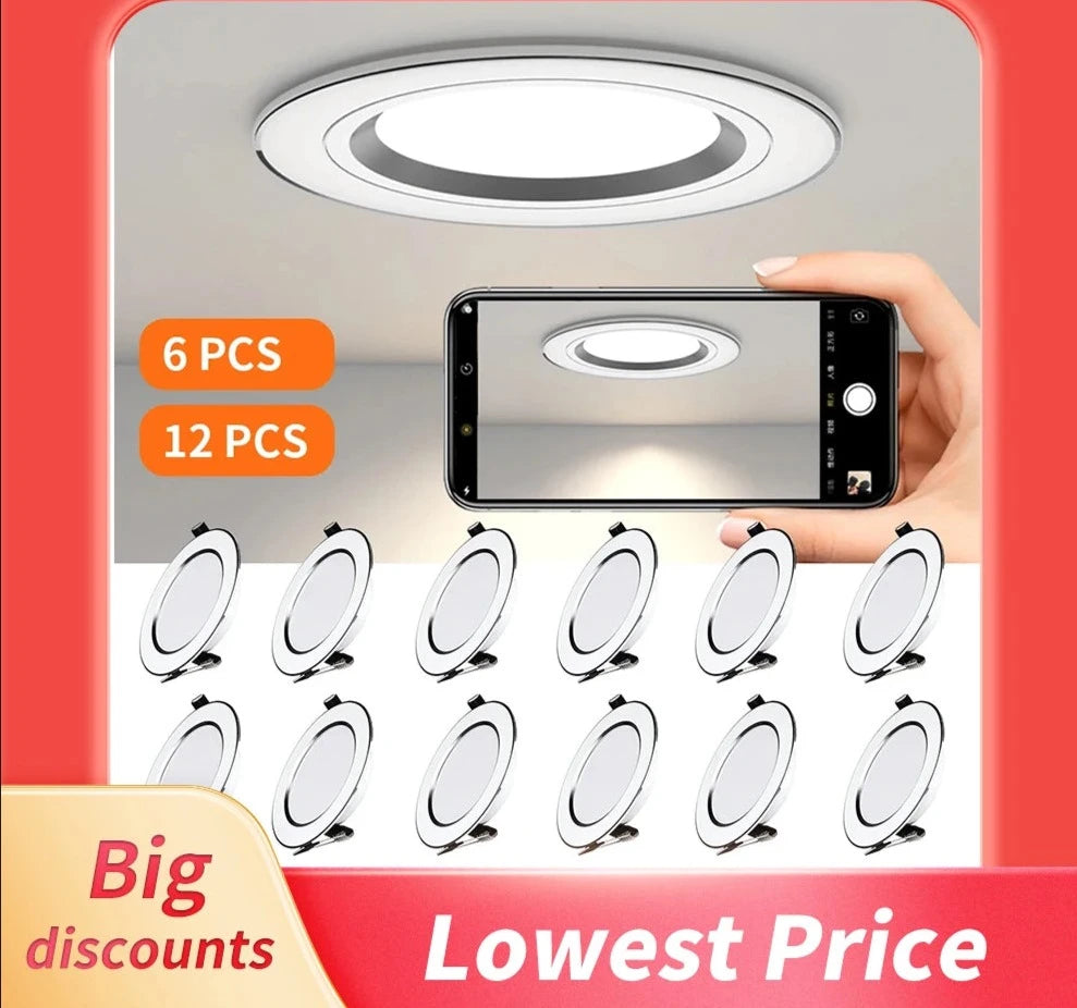 6/12Pcs Led Downlight Three Color Dimmable 5W 9W 12W 15W Recessed Ceiling Lamp Led Spotlight For Living Room Bathroom