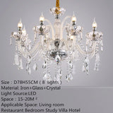 European Luxury Crystal Chandelier LED Living Room Restaurant Bedroom Villa  Hotel Duplex Building Candle Pendent Lamp