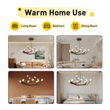 12-Light Modern Branch Chandelier, Farmhouse-Style LED Ceiling Light with Adjustable Chain, Warm White Glass Shades for Dining R