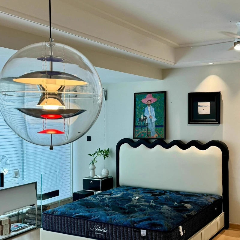 Modern Acrylic Pendant Light, White Gold Silver Circular Danish Design Pendant Light Nordic Luxury Bedroom Decoration Lamp