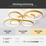 Gold LED Ceiling Light AC 110V 220V 3 Colors Lamp APP Remote Dimming