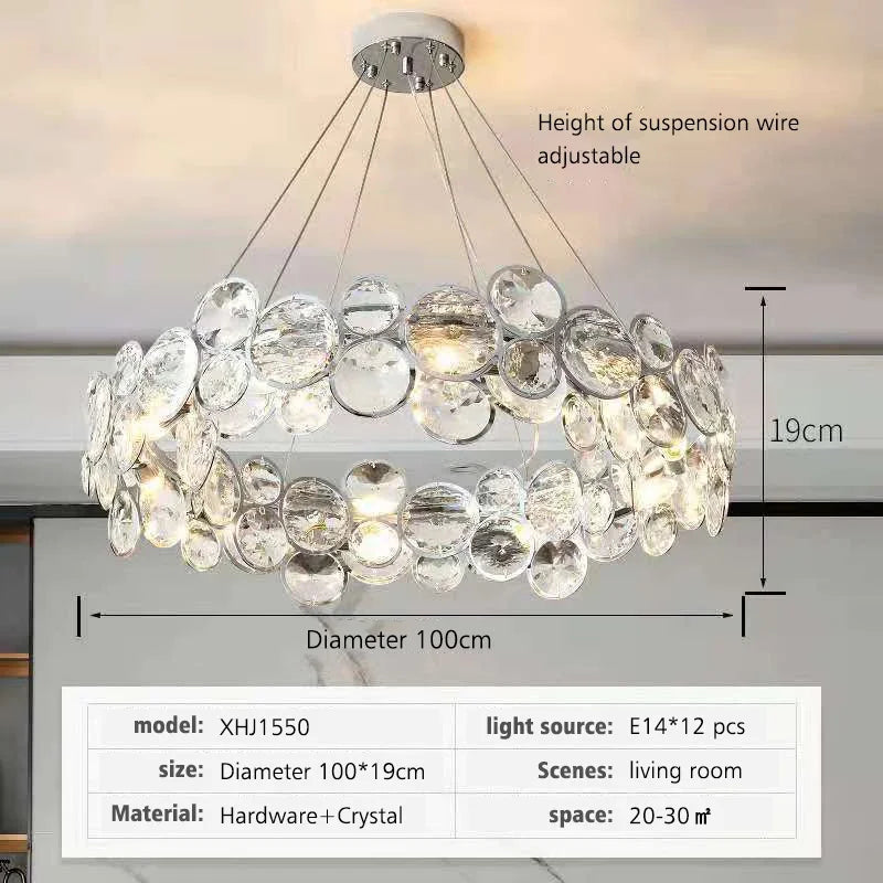 2025 New Nordic Style Chandelier Luxury LED Crystal Pendant Lights For Living Room Modern Lamp For Romantic Bedroom Dining Room